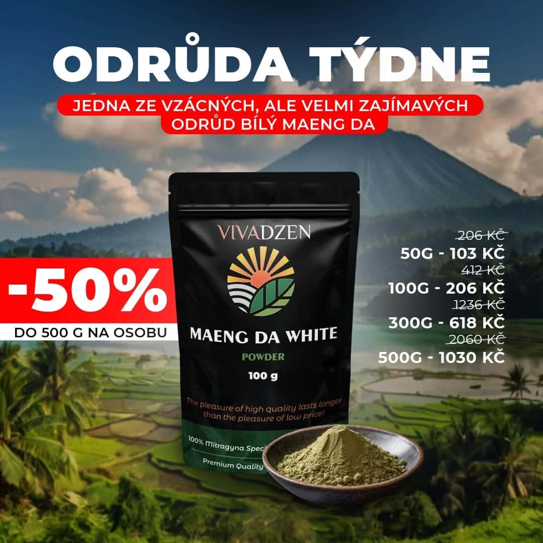 Udělejte si den jasnější s Kratomem Bílá Maeng Da s 50% slevou!