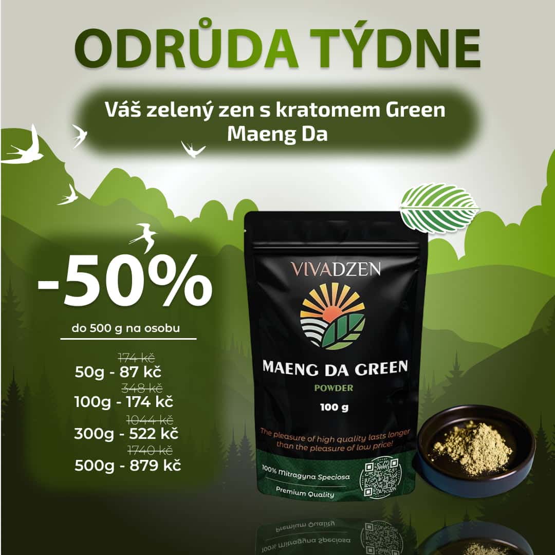 Bezkonkurenční nabídka týdne: 50% sleva na Zelenou Maeng Da! Bezkonkurenční nabídka týdne: 50% sleva na Zelenou Maeng Da!