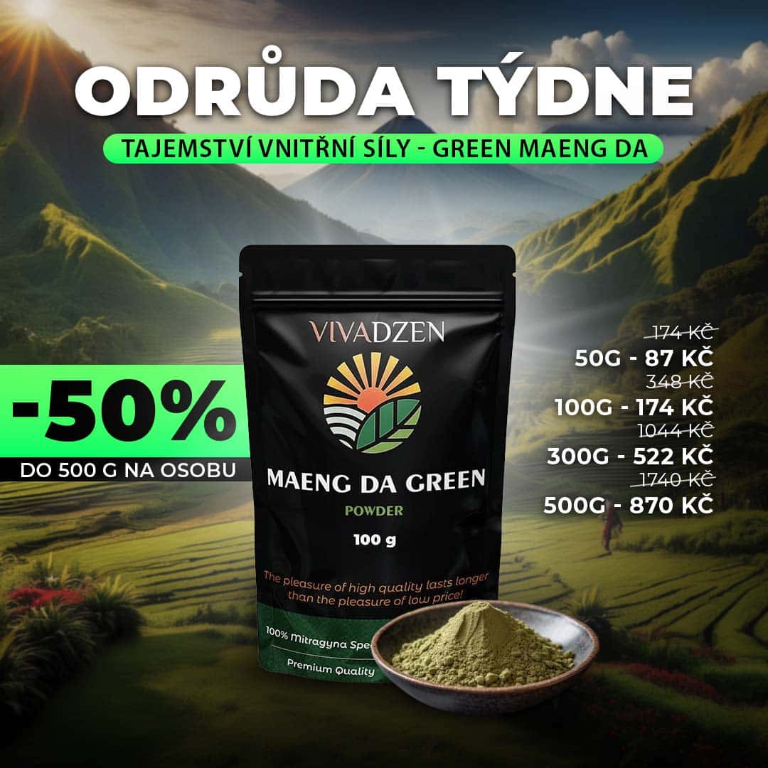 Využijte kouzlo zeleného Maeng Da s 50% slevou! Využijte kouzlo zeleného Maeng Da s 50% slevou!